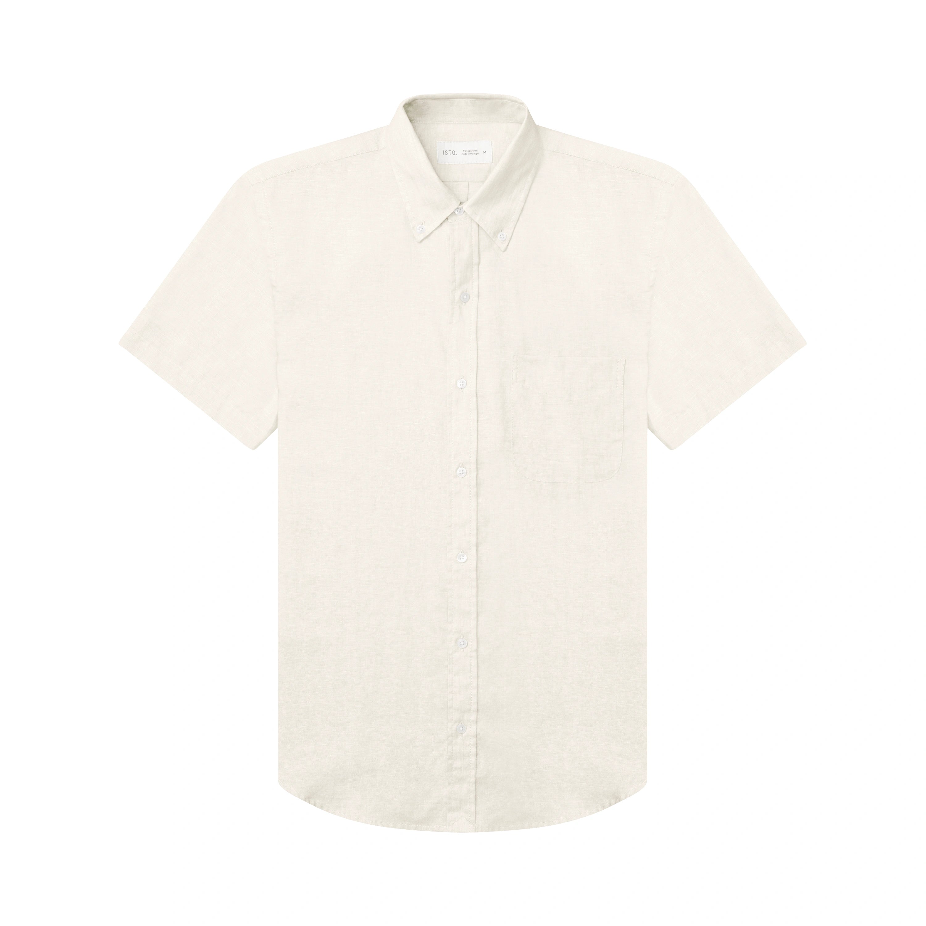 Short Sleeve Linen Shirt Grey - Natural Linen | ISTO.
