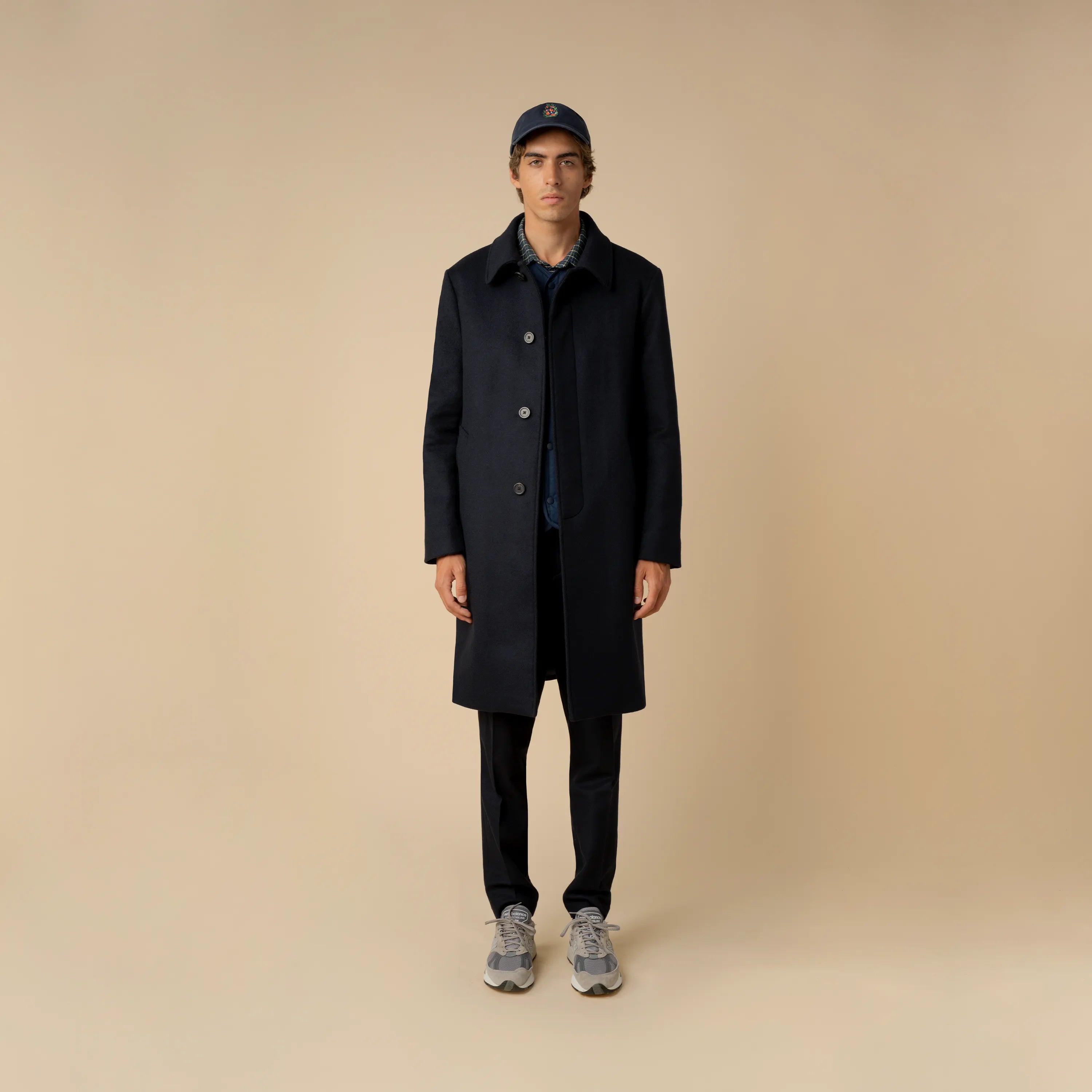 Long Wool Coat Navy - Recycled Wool | ISTO.