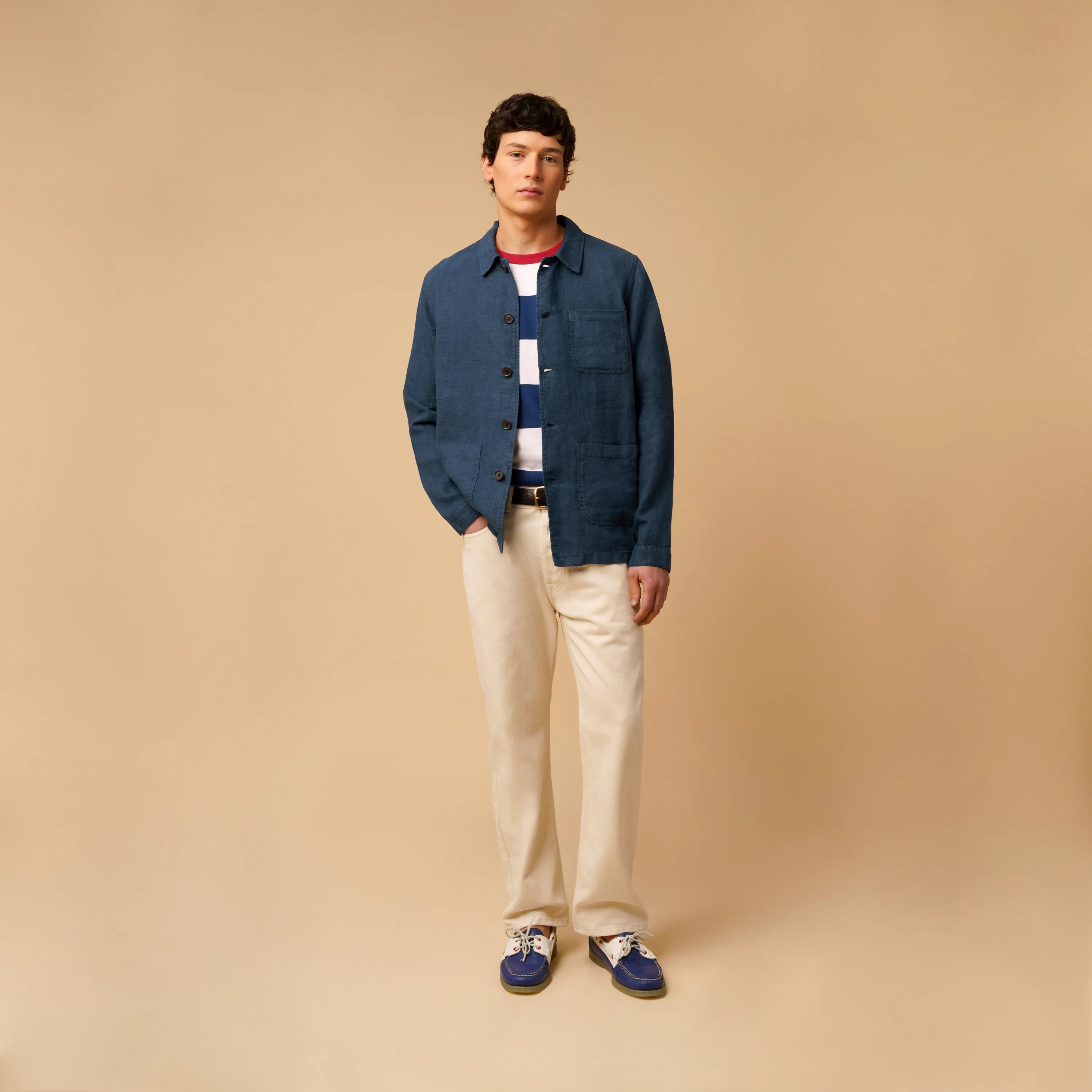 Linen Work Jacket Vintage Indigo - 100% Natural Linen | ISTO.