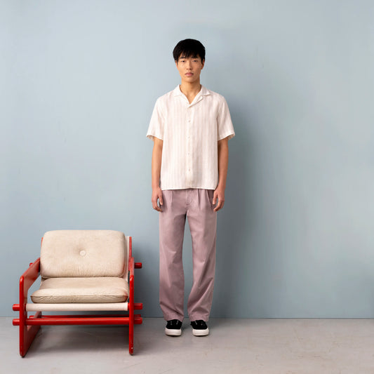 CAMP-COLLAR STRIPE LINEN