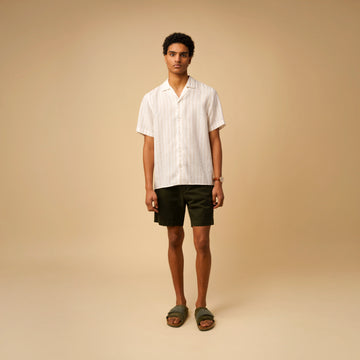 CAMP-COLLAR STRIPE LINEN