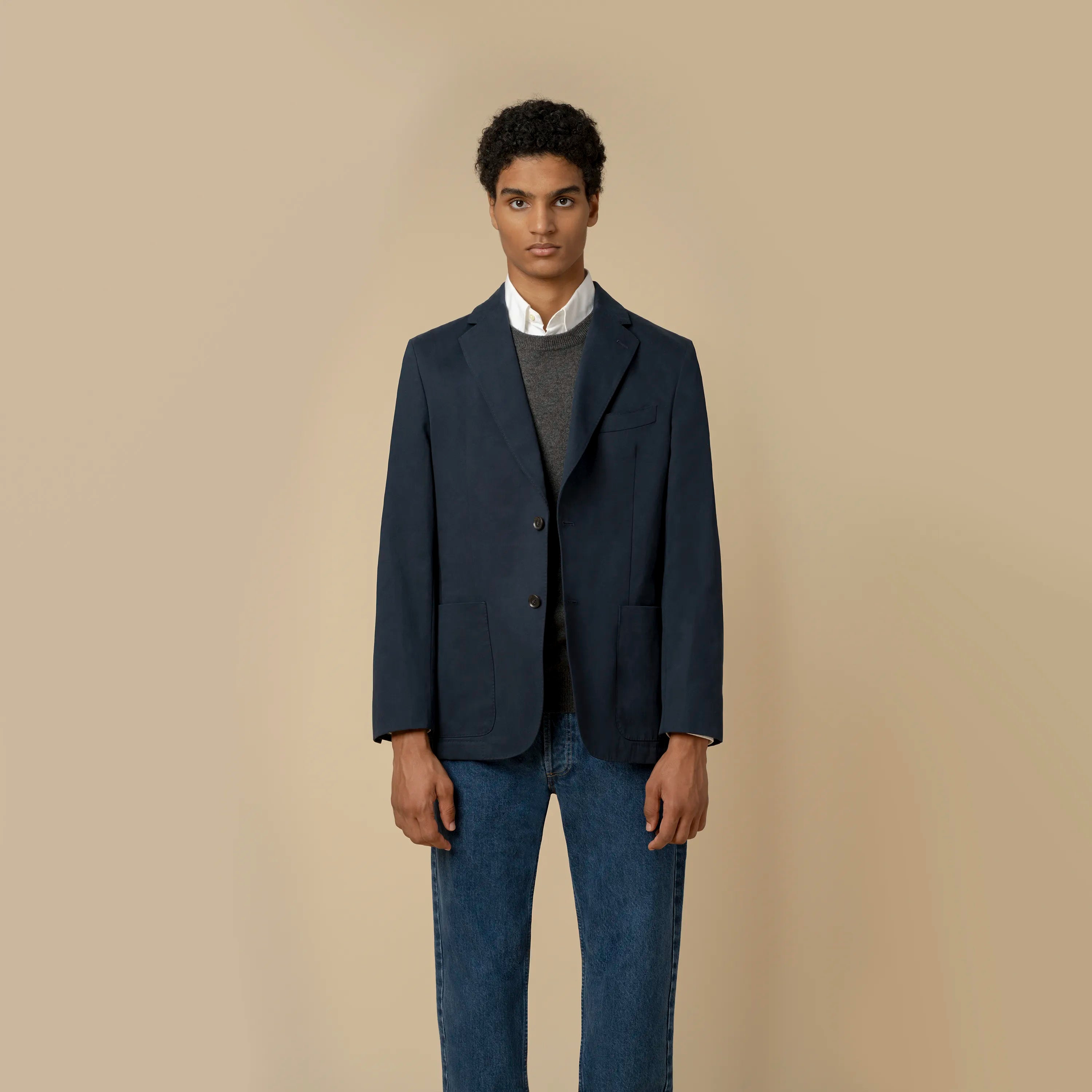 Casual Blazer Navy Organic Cotton - Main Image