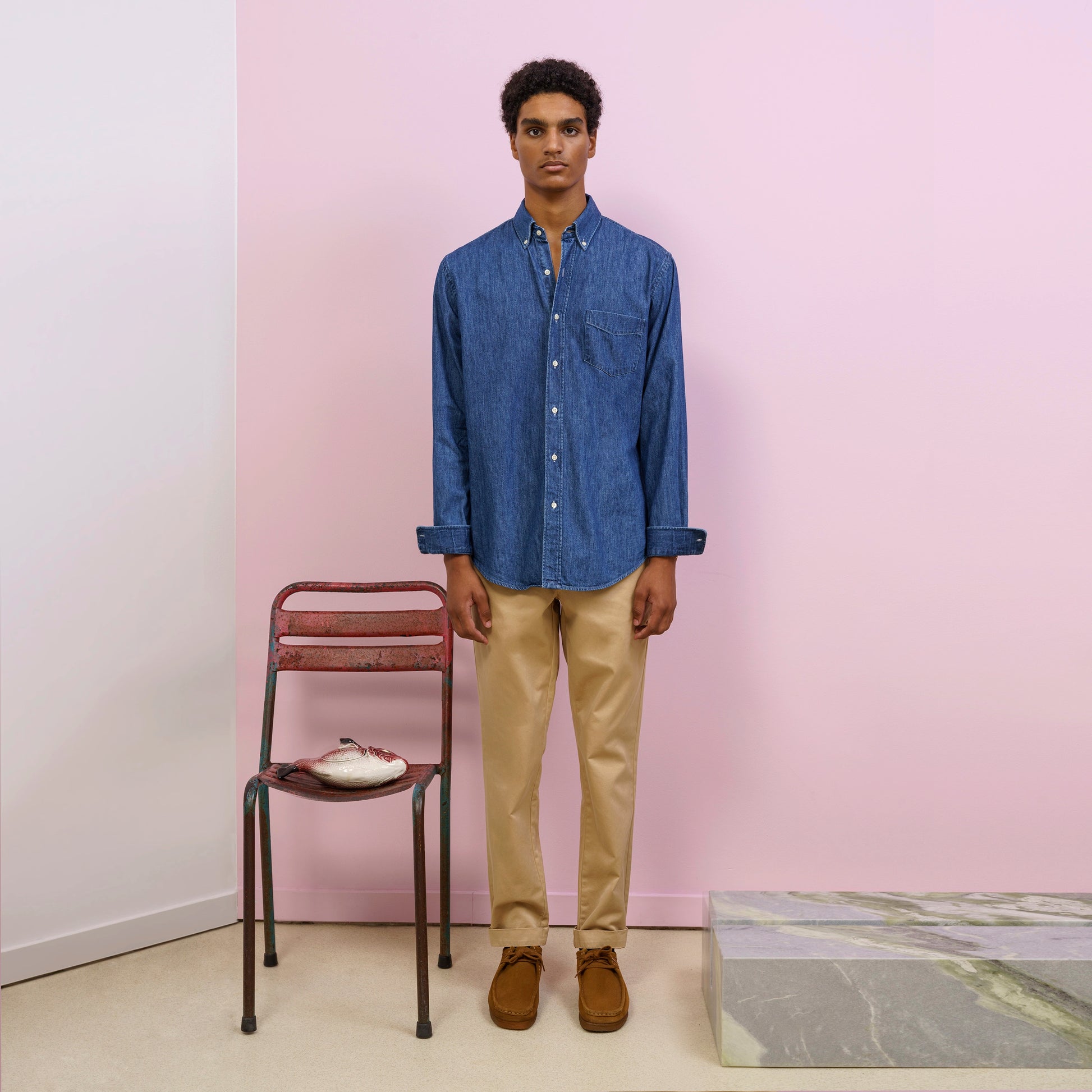 Denim shirt navy chinos hot sale