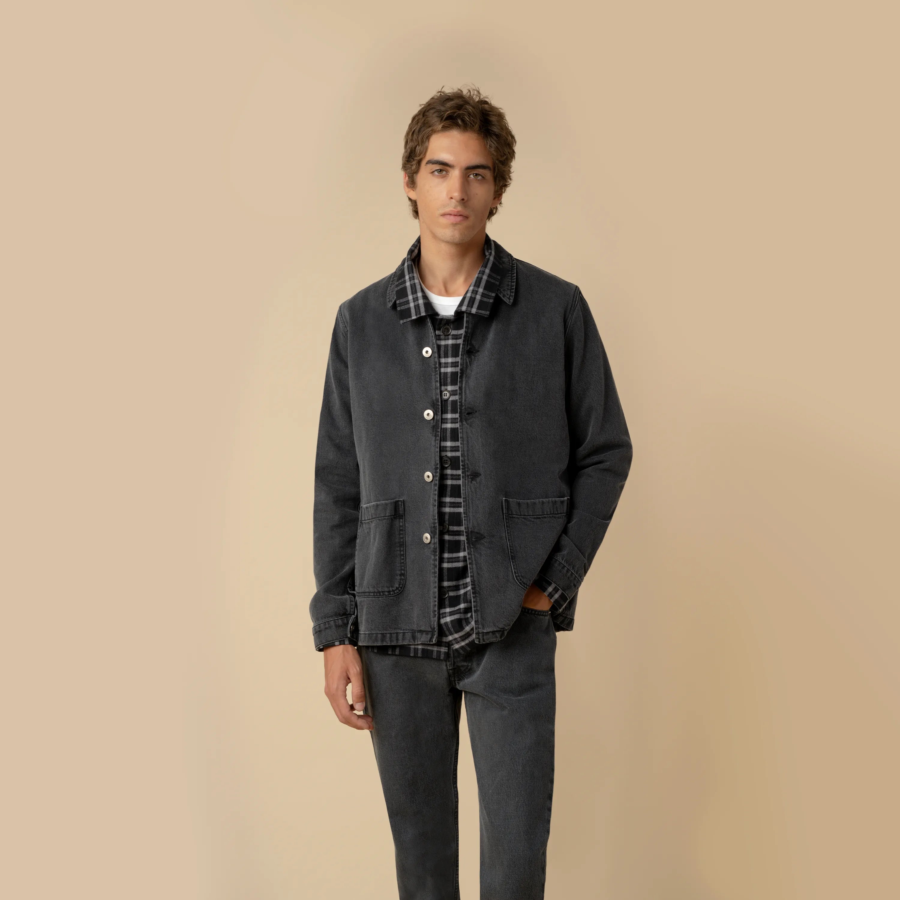 Denim Work Jacket Black Organic Recycled Cotton