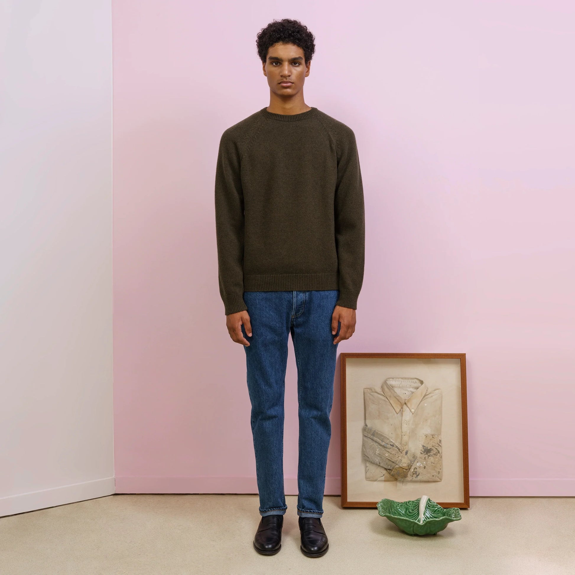 Heavy Merino Wool Sweater Dark Olive ISTO