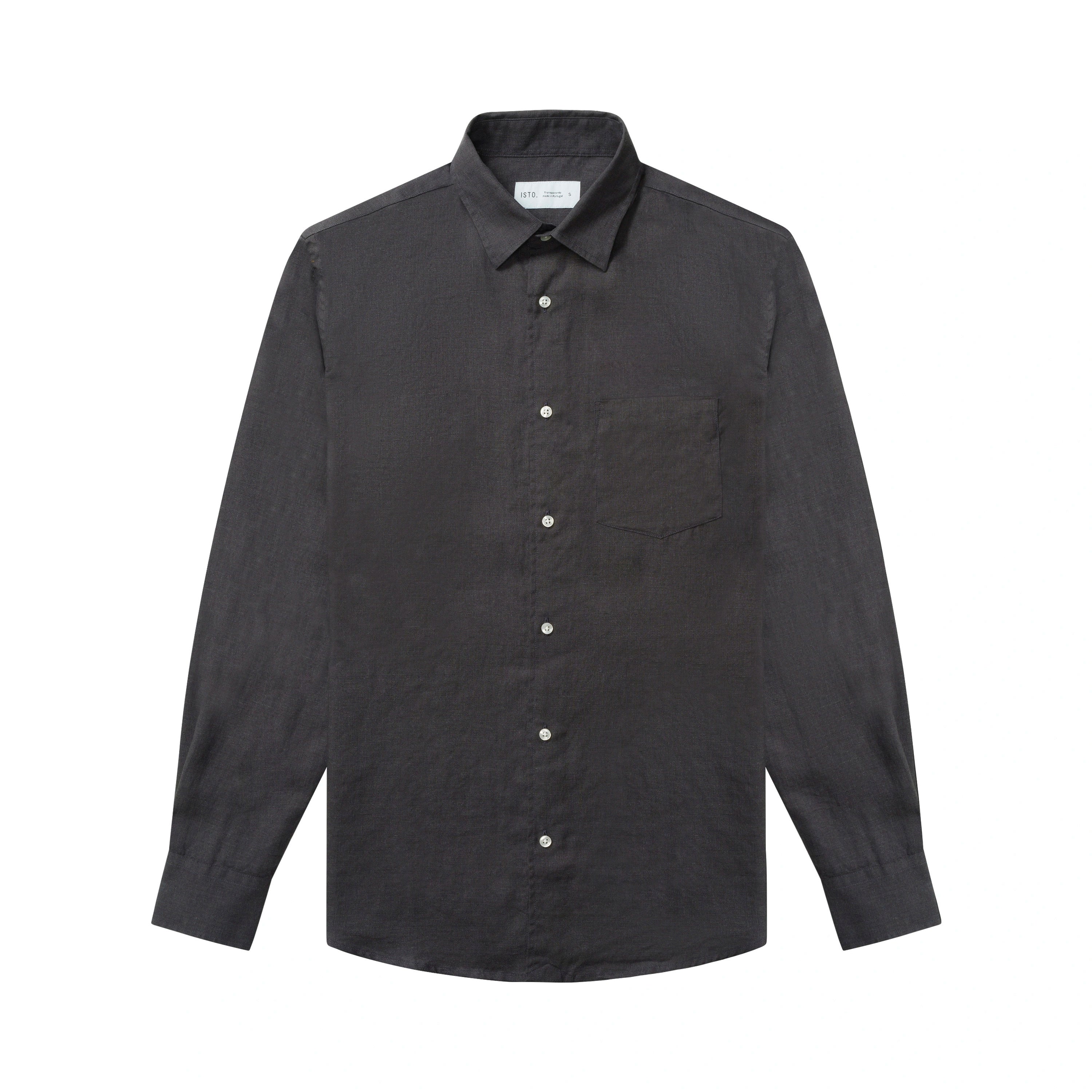 Linen Shirt Washed Black - Natural Linen | ISTO.