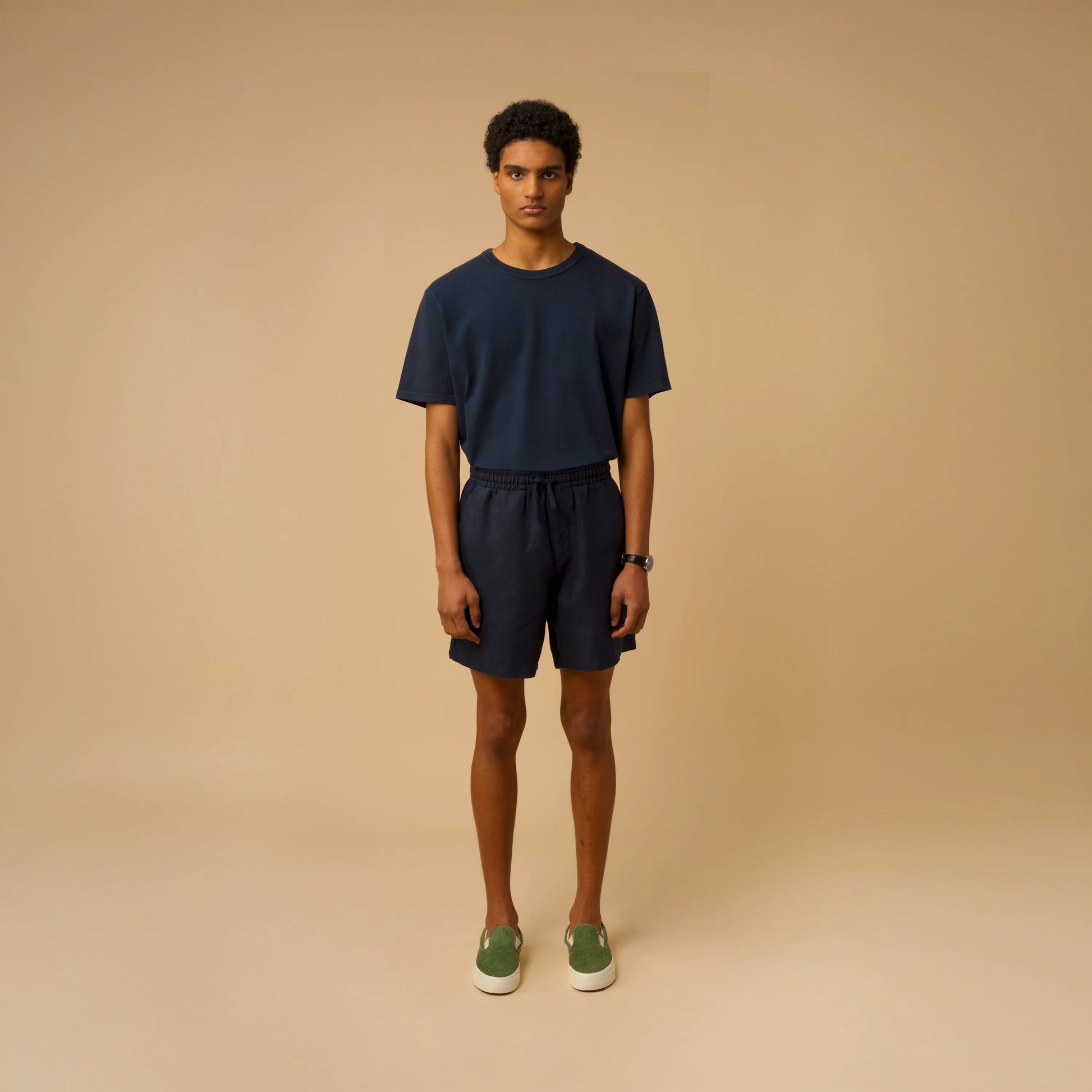 Men's Linen Shorts Navy Organic Cotton
