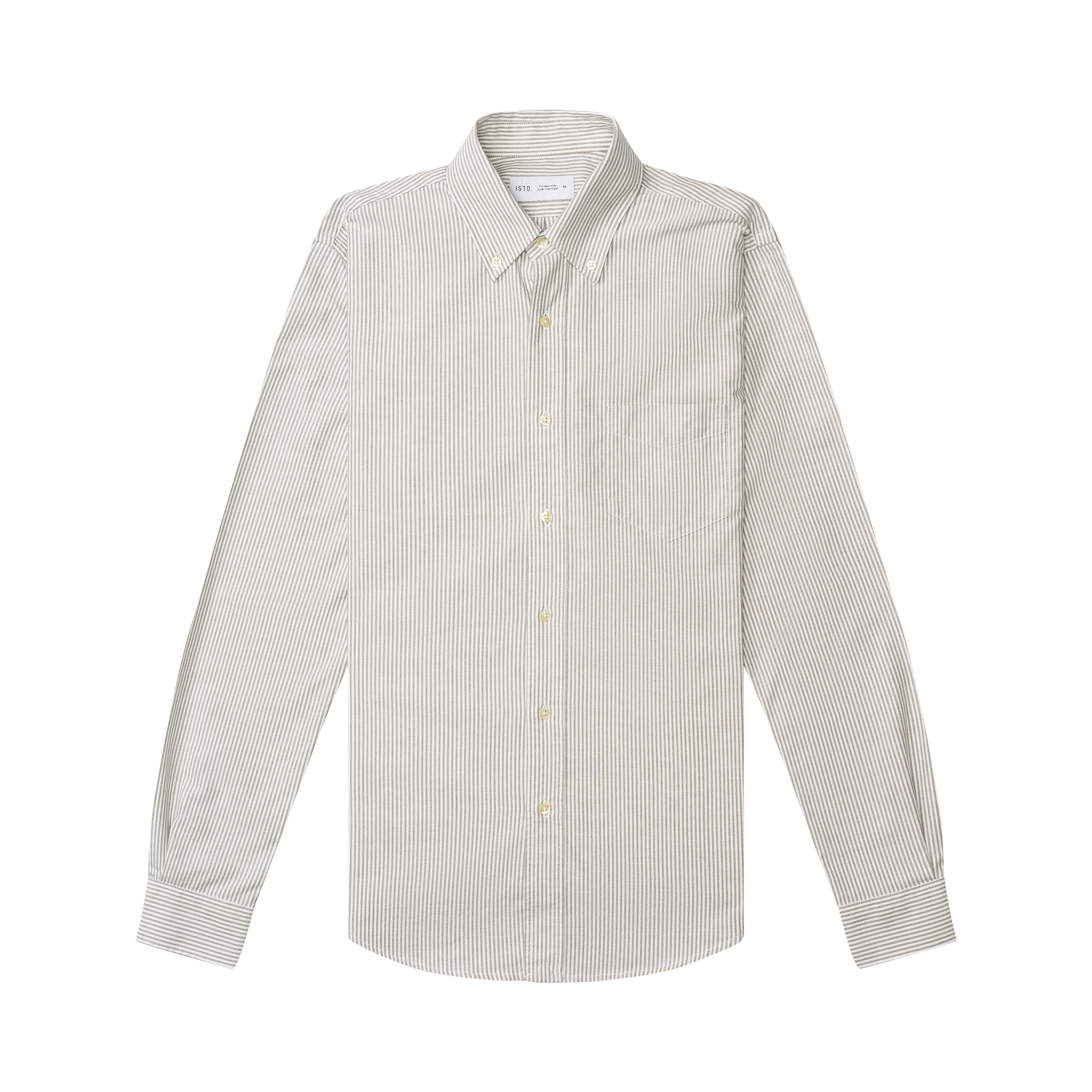 Men's Oxford Shirt White & Green - Organic Cotton | ISTO.