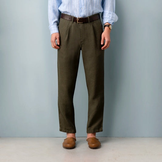 PLEATED LINEN TROUSERS