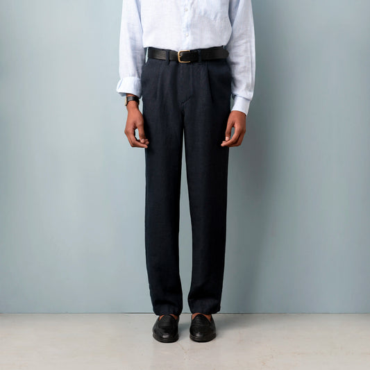 PLEATED LINEN TROUSERS