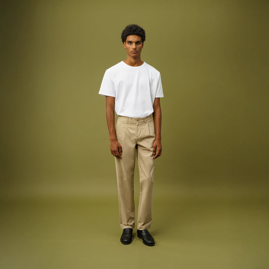 STRAIGHT PLEATED CHINOS