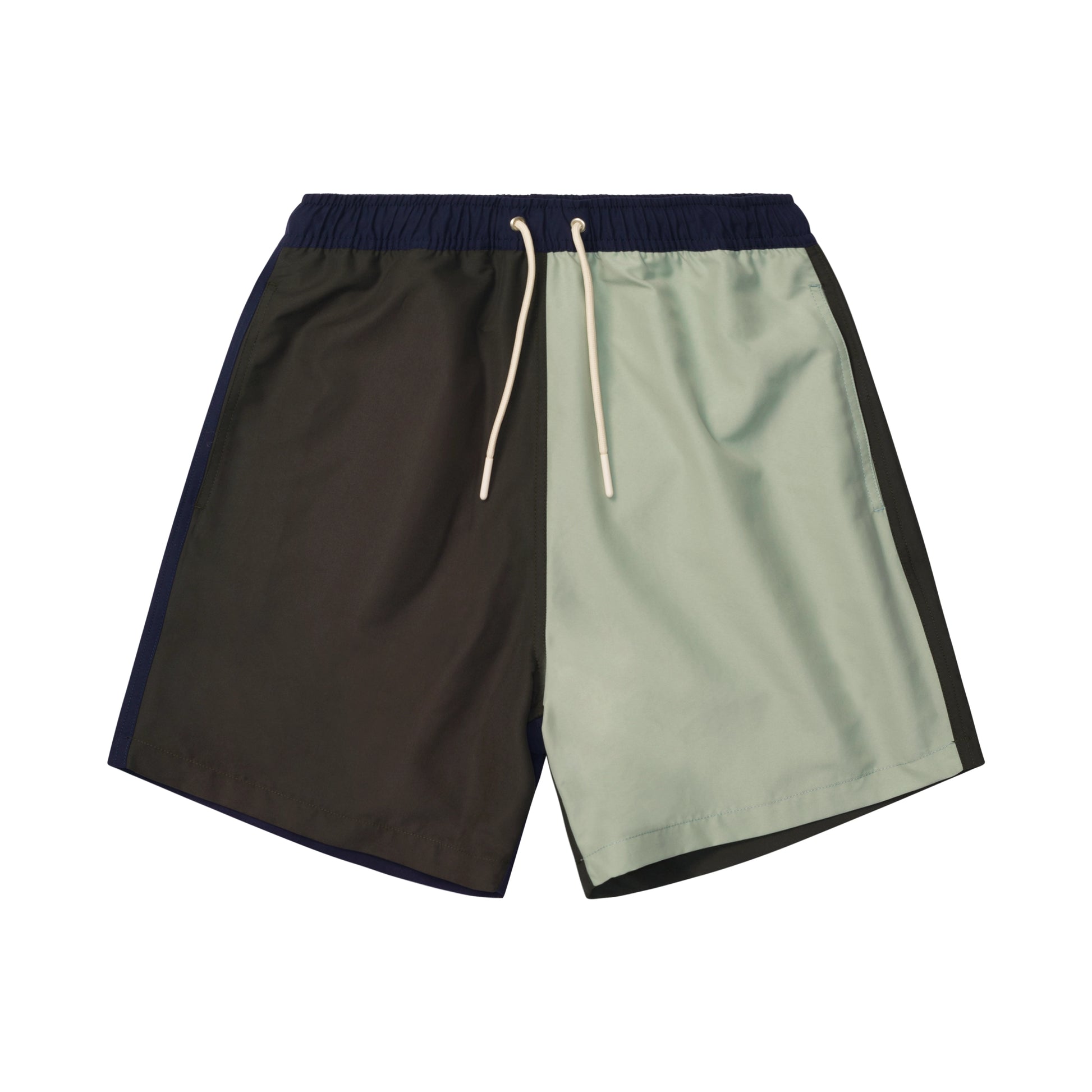 Men s Swim Trunks Navy Green Recycled Plastic Polyester ISTO