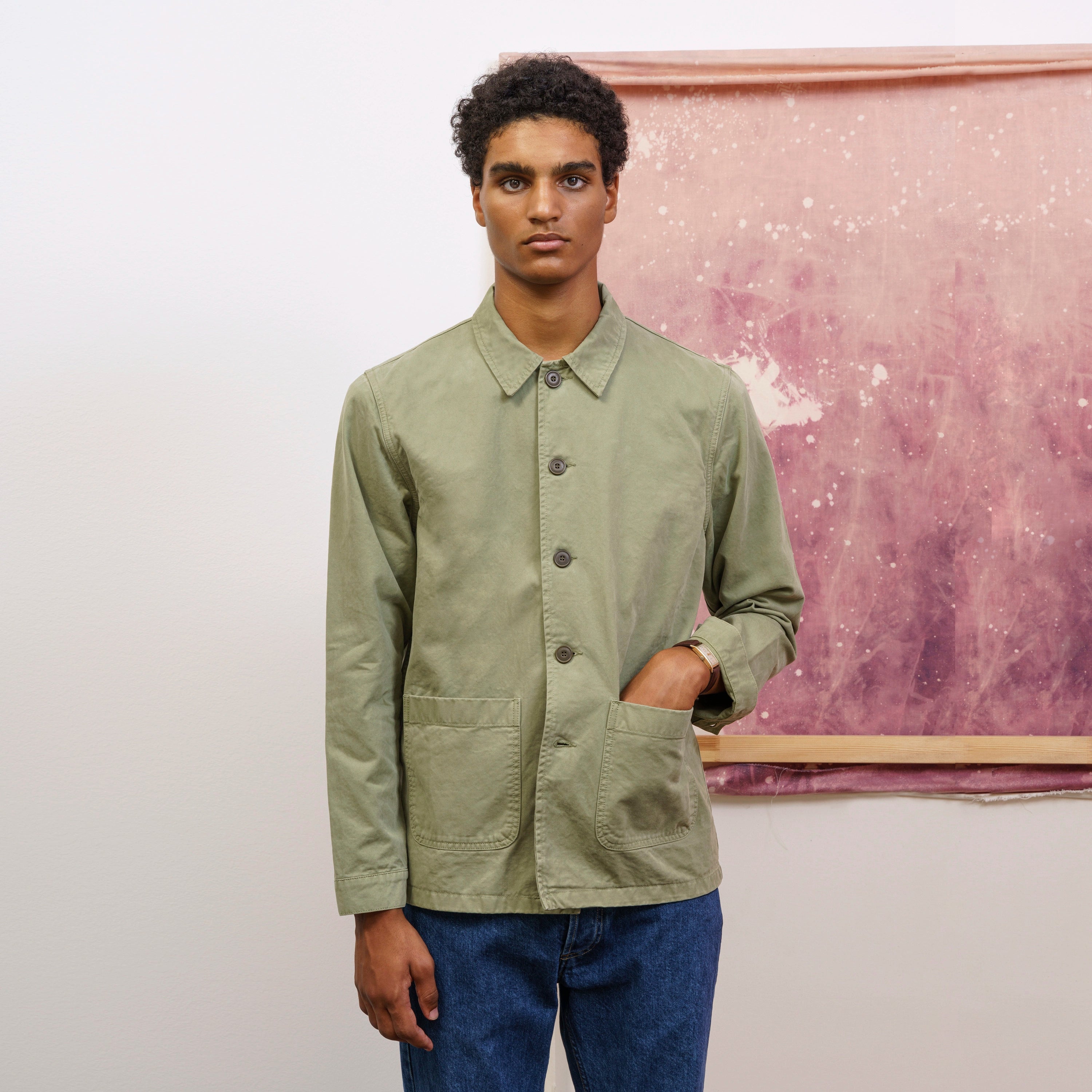 Work Jacket Sage Green Organic Cotton ISTO