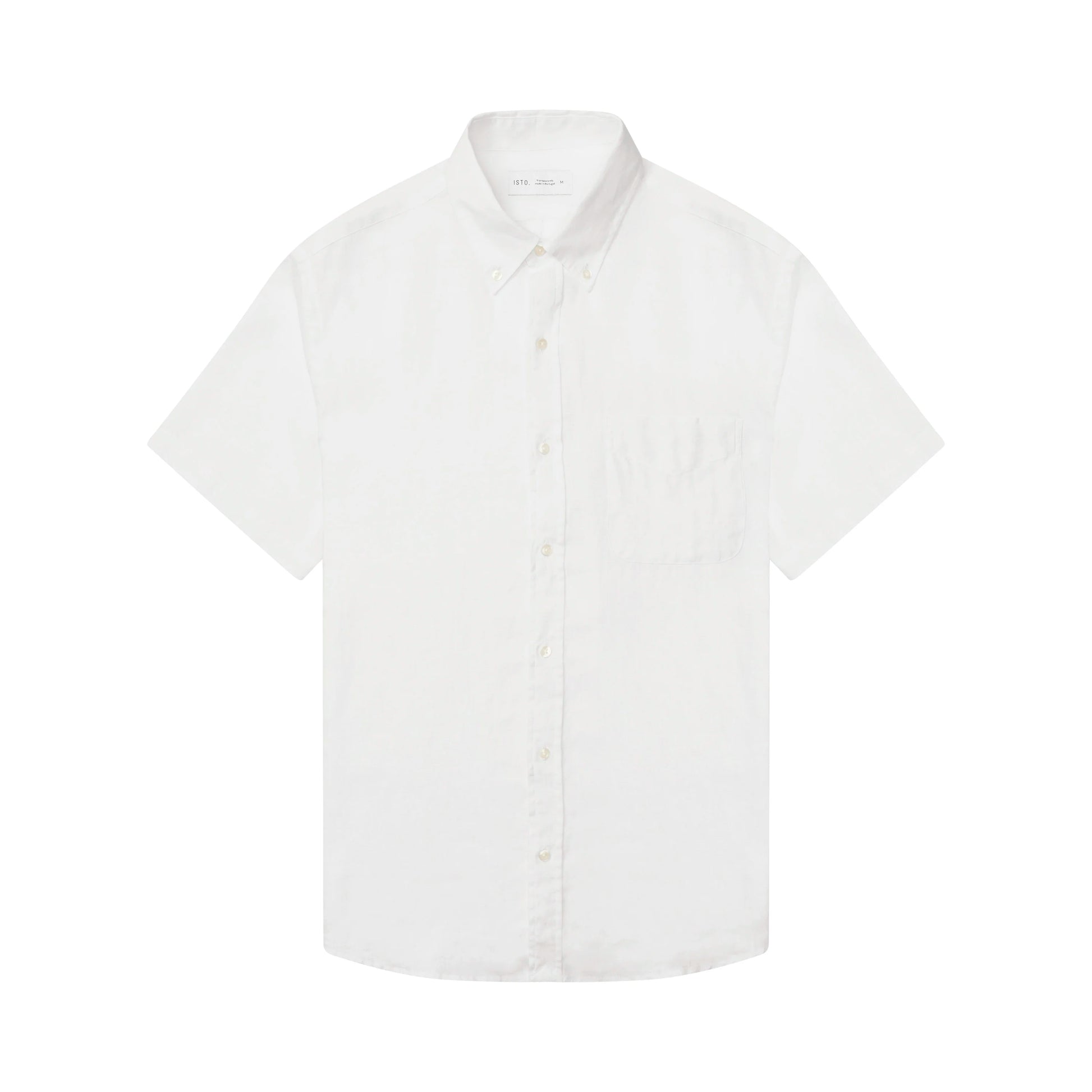 Prague Lemon Linen Shirt, Short Sleeve Cream Linen Shirt