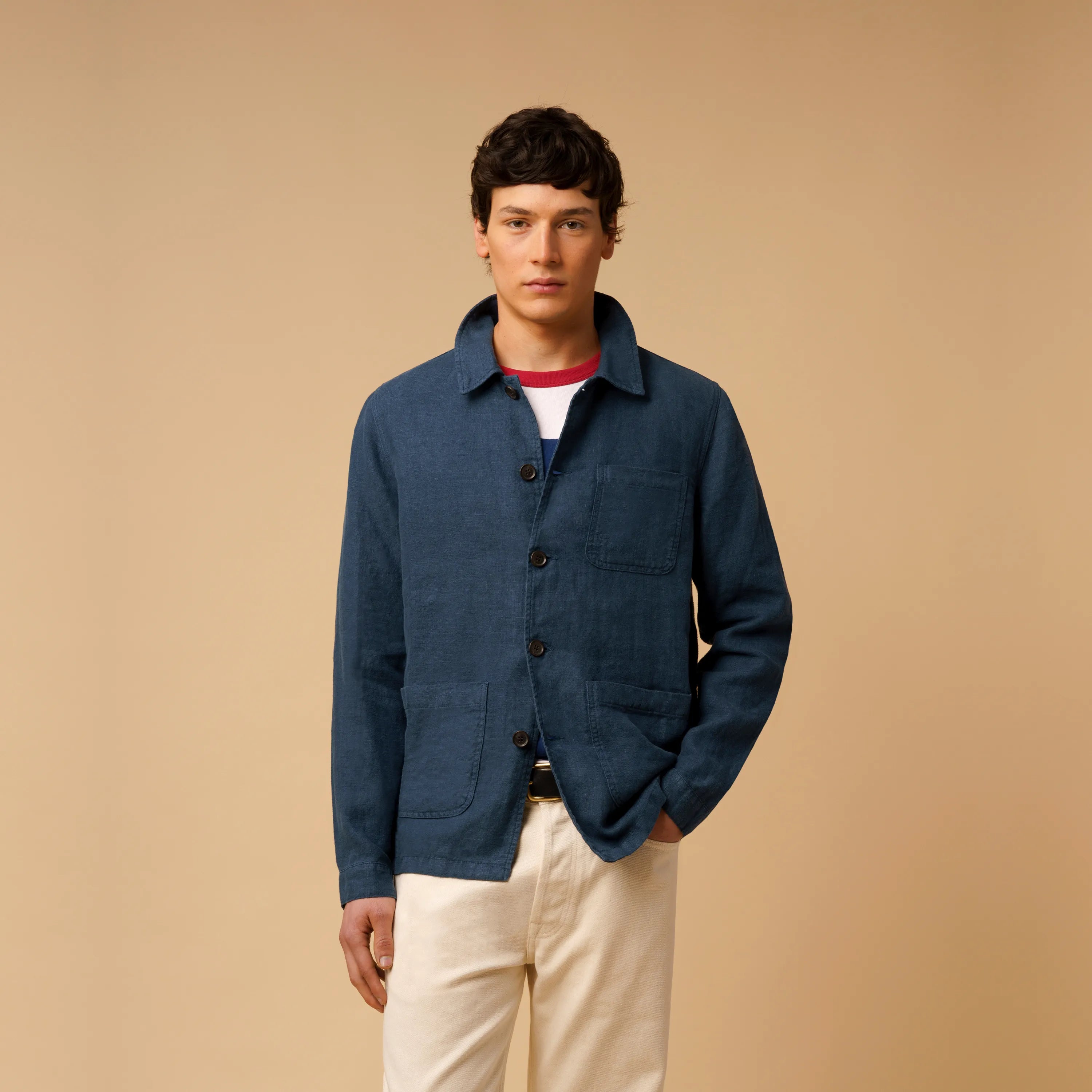 Linen Work Jacket Vintage Indigo - 100% Natural Linen | ISTO.