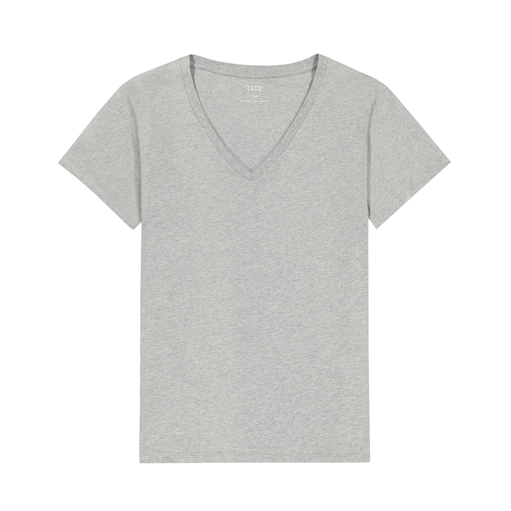 WOMEN'S V-NECK TEE T-Shirts ISTO. Grey XS