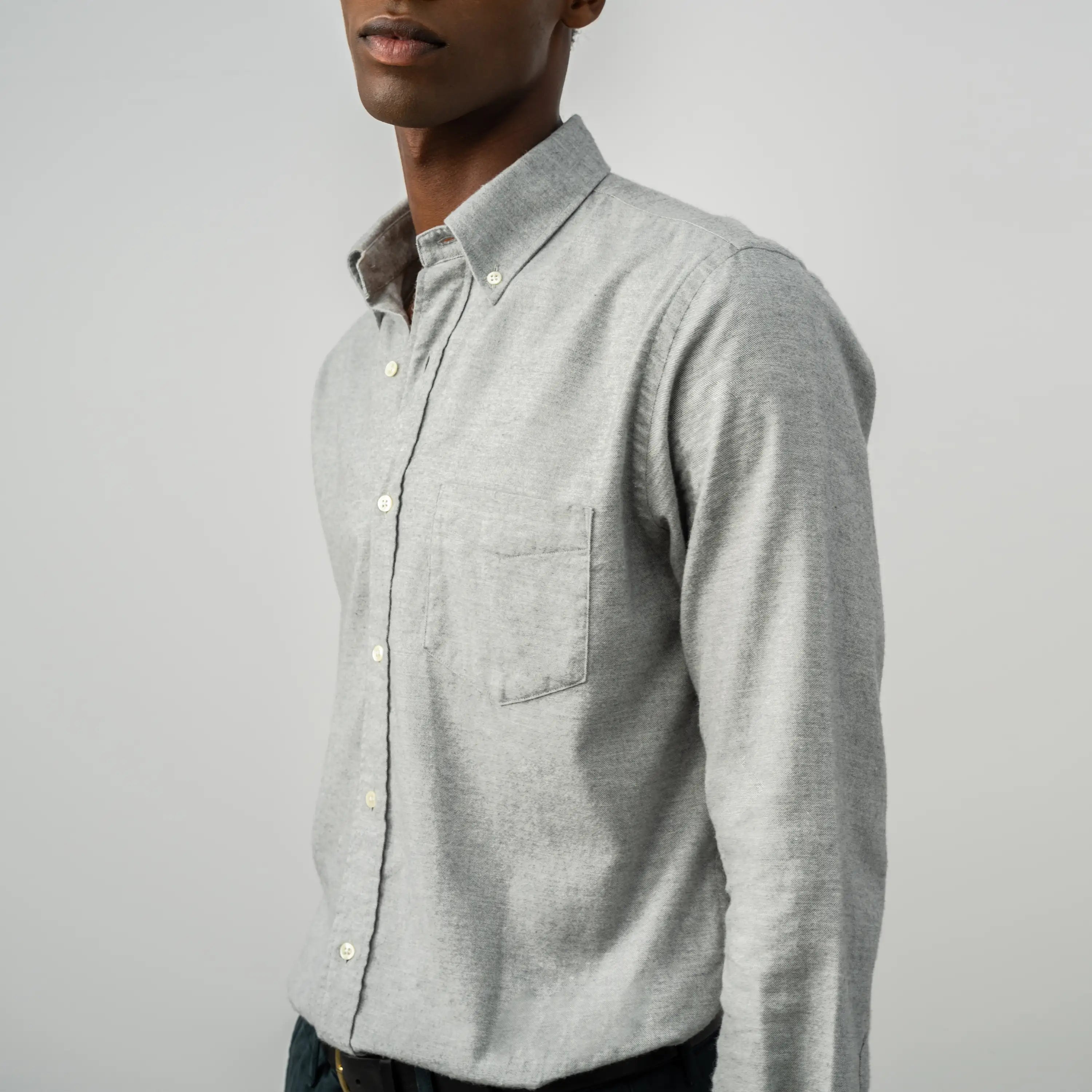 Cotton Cashmere Flannel Shirt Dark Grey - Organic Cotton | ISTO.