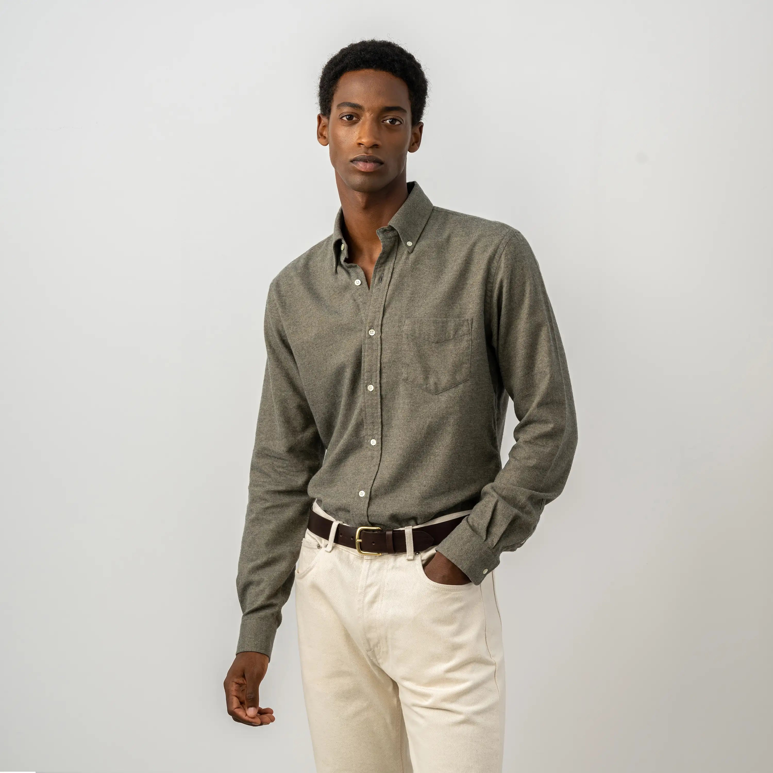 Cotton Cashmere Flannel Shirt Grey - Organic Cotton | ISTO.